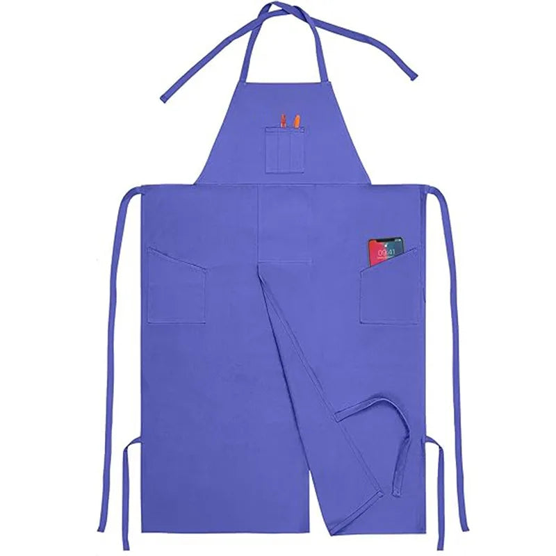 tablier uni classique vert olive bleu roi noir élastique poche avant arrière crochets élégants