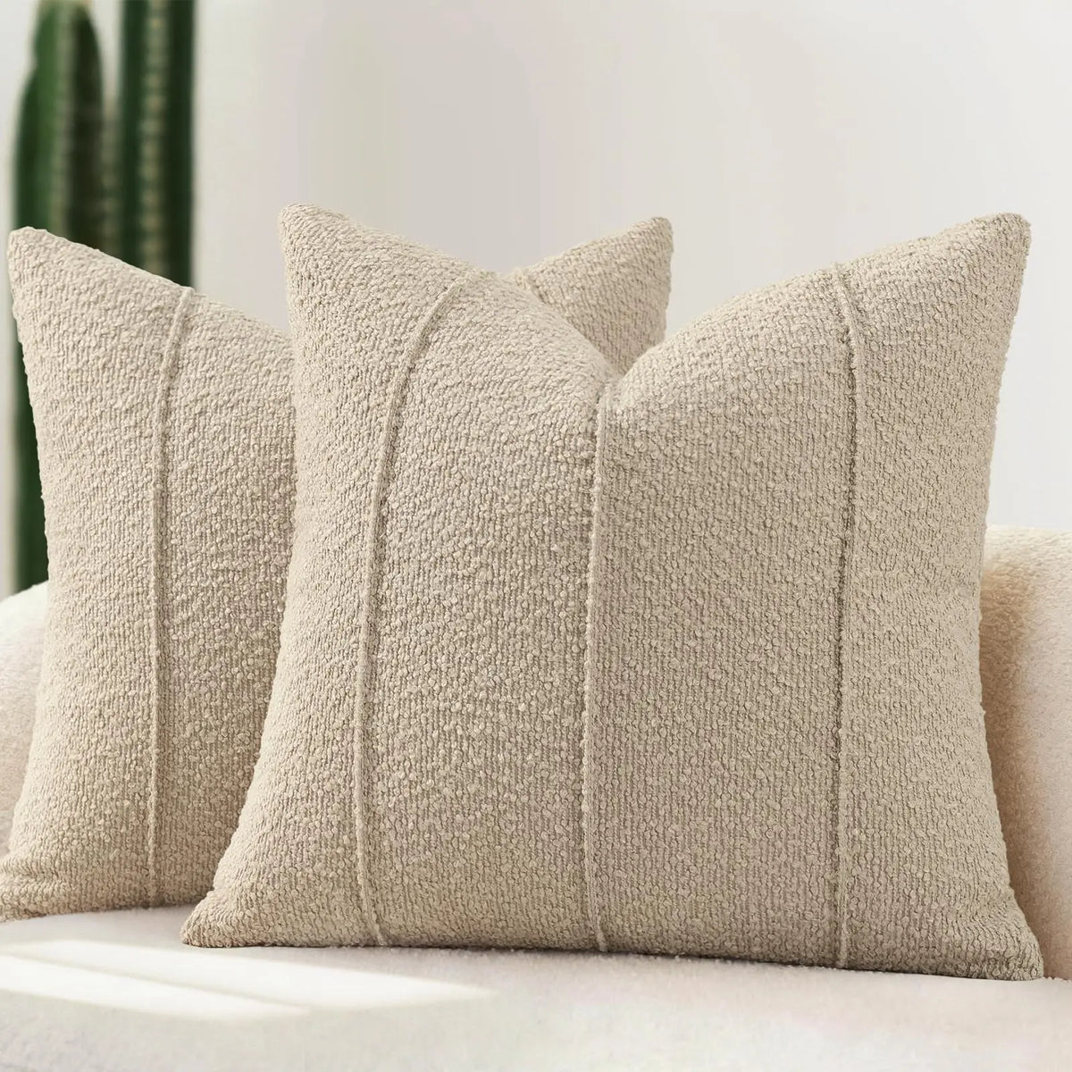 taies d'oreiller polyester texturées beige clair modernes respectueuses environnement opaques maison