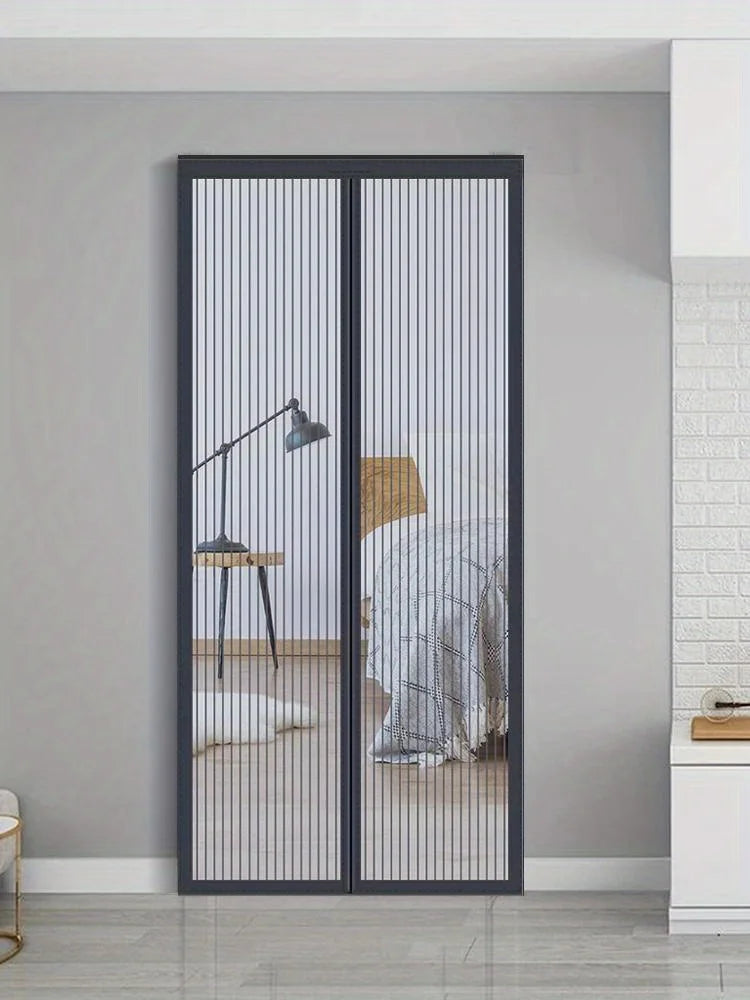 rideau moustiquaire magnétique porte maille fine noir moderne fácil