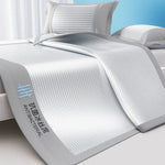 ensemble protège matelas coton viscose rose clair rayures verticales moderne lit chambre dormir doux