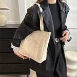 sac main noir beige moderne casual toile uni poche fermeture éclair poignées détachables