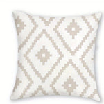 housse coussin motif géométrique moderne polyester beige blanc zipper 40x40cm chambre coucher canapé lit