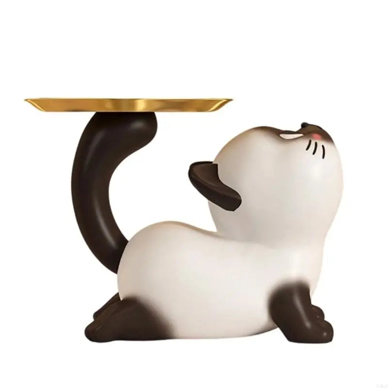 porte bijoux résine chats blanc noir doré moderne cartoon plateau accessoires chats poissons boîtes