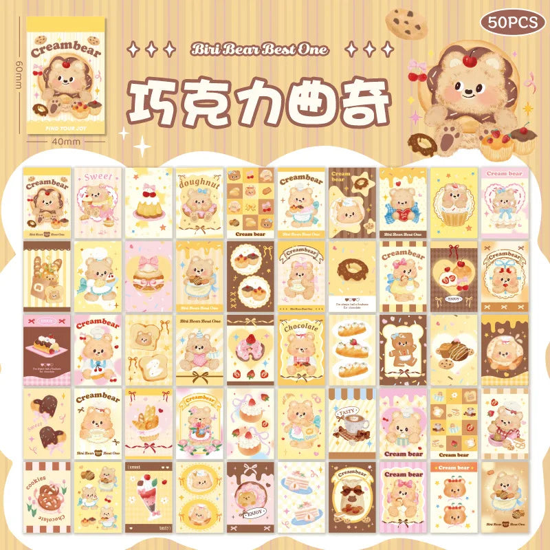 autocollants kawaii ours mignons rose beige blanc diy scrapbooking cartes postales