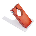 support outil électrique rouge bois clair doré bleu base transparente industriel visserie allen tige