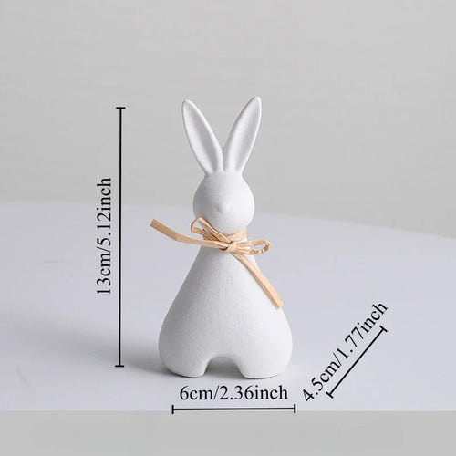 statues lapin blanc noir céramique email minimaliste moderne décoration maison salon