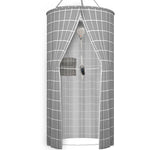 rideau douche relief aimants motif géométrique gris blanc rose decorative enfants