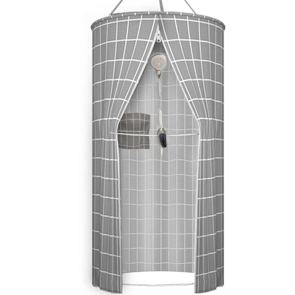 rideau douche relief aimants motif géométrique gris blanc rose decorative enfants