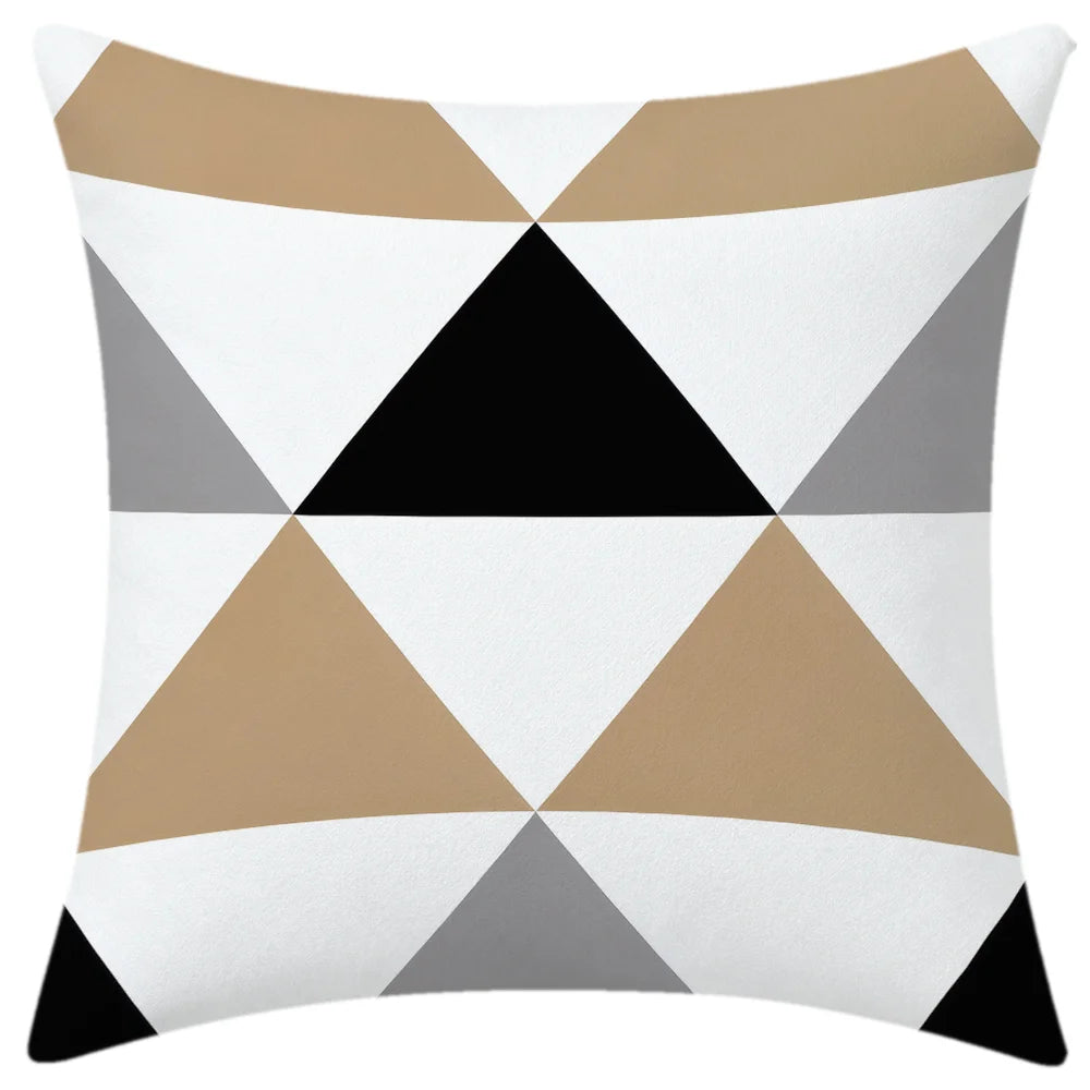 lot coussins décoratifs géométriques blanc noir beige canapé salon moderne polyester