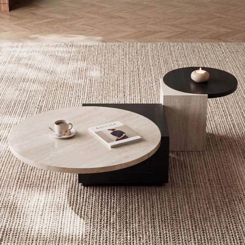 tables basses modernes bois marbre gris clair noir sans porte assemblage facile meubles salon
