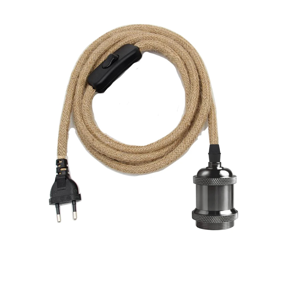 câble électrique suspension 2m 3m interrupteur douille E27 moderne industriel