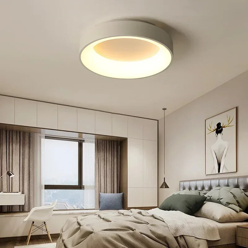 luminaire rond moderne minimaliste blanc gris led sans fil télécommande