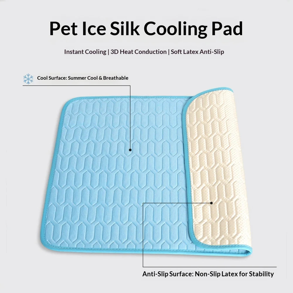 tapis refroidissement animal bleu clair texture geometrique moderne anti urine lavable machine