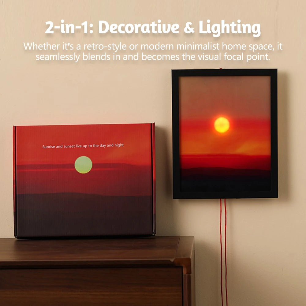 veilleuse murale rectangle rouge coucher soleil contemporain led chambre salon nocturne adjustable