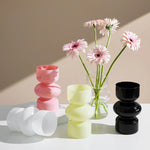 vases décoratifs modernes transparents rose blanc noir turquoise minimalistes sculpturaux