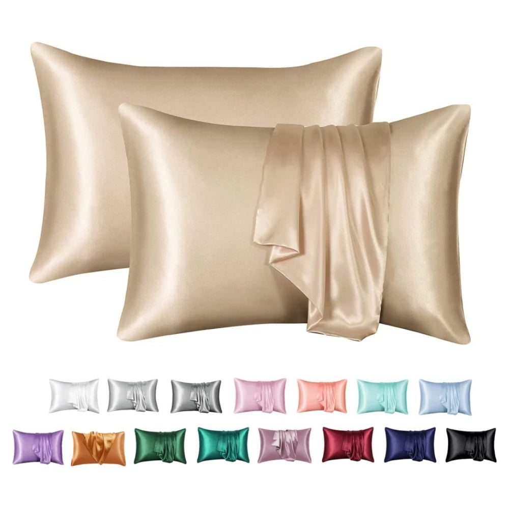 protège oreiller moderne soie brillante housse protection lit élégante couleur unie