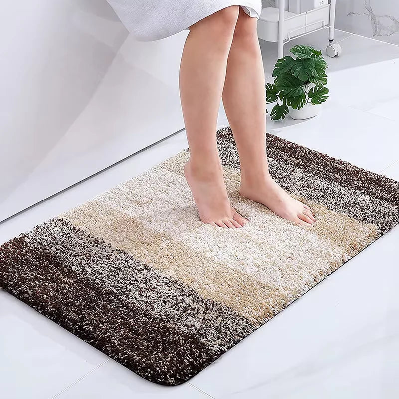 tapis bain moderne imperméable résistant cheveux longs noir gris beige bleu