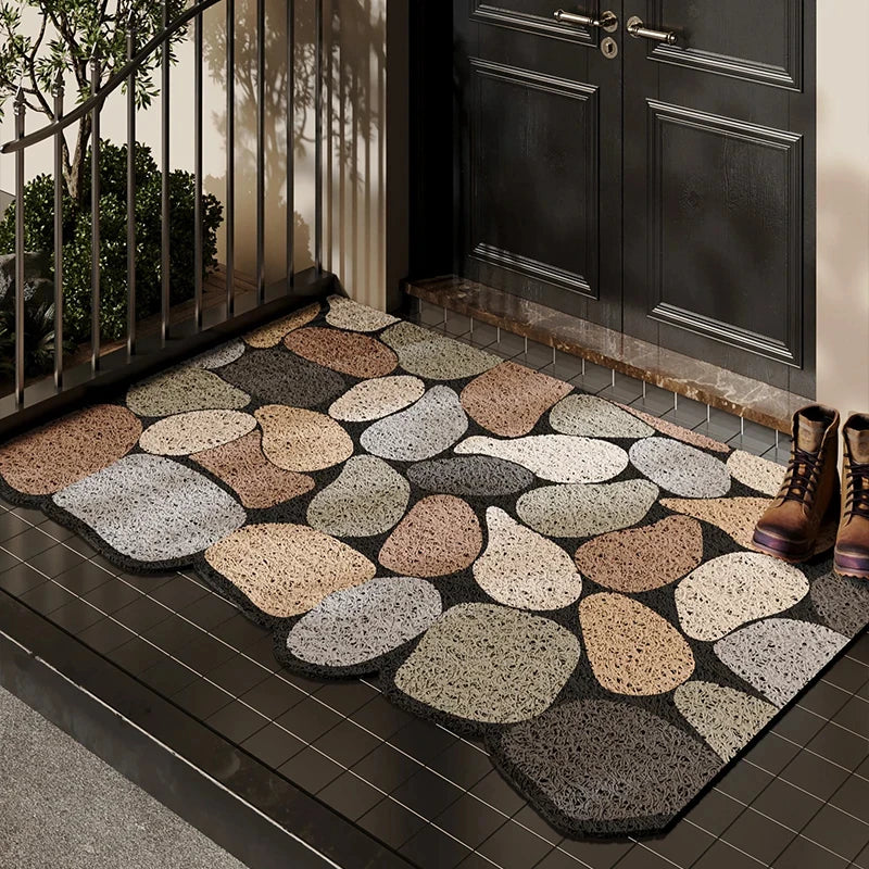 tapis d'entrée gris moderne résistant salissures antidérapant 40x60cm 50x80cm