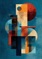 toile d'art abstrait moderne composition géométrique bleu rouge beige noir
