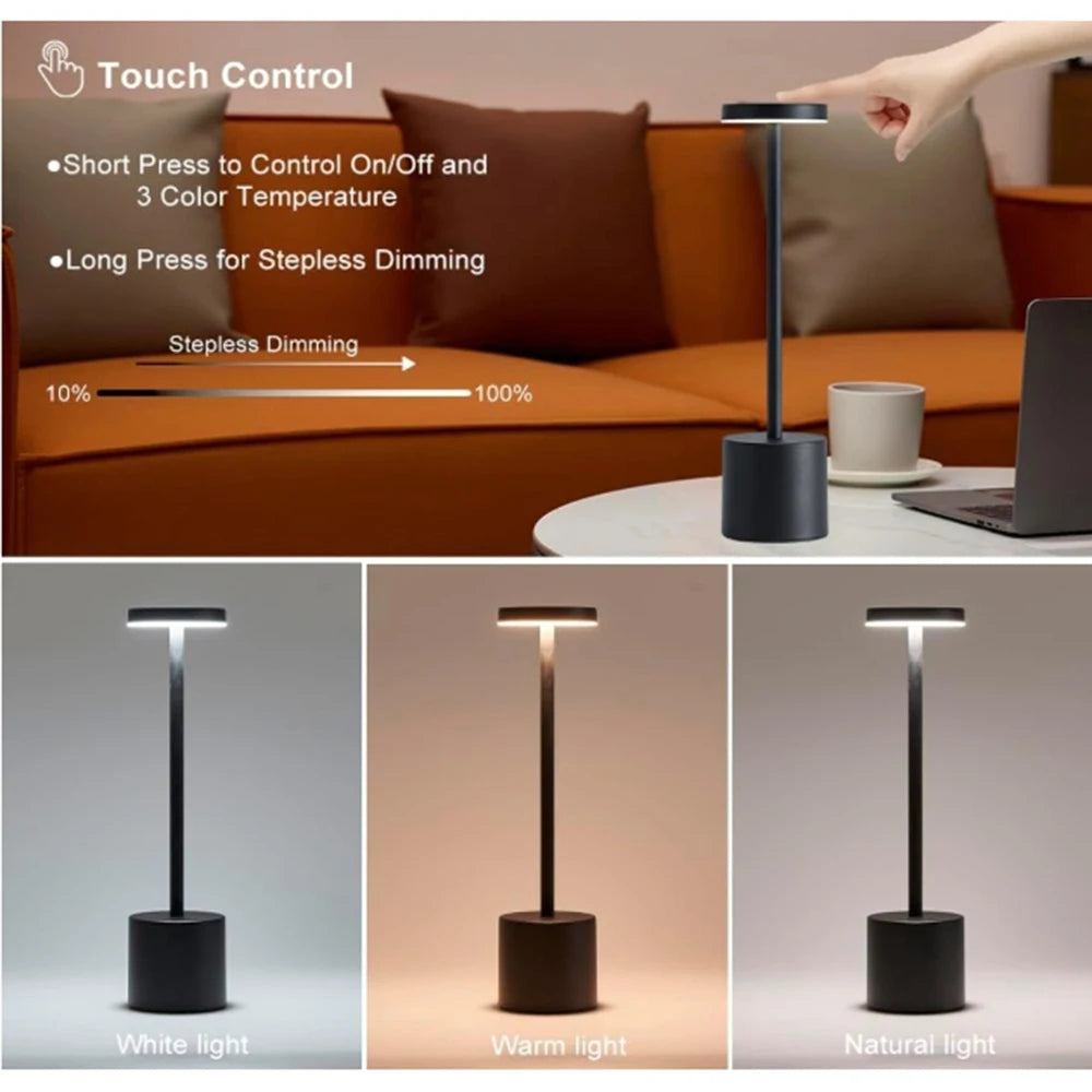 lampe table tactile led rechargeable couleurs réglable moderne minimaliste portable