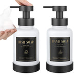 distributeur savon liquide noir bleu clair moderne minimaliste transparent pompe pression étiquette noire texte