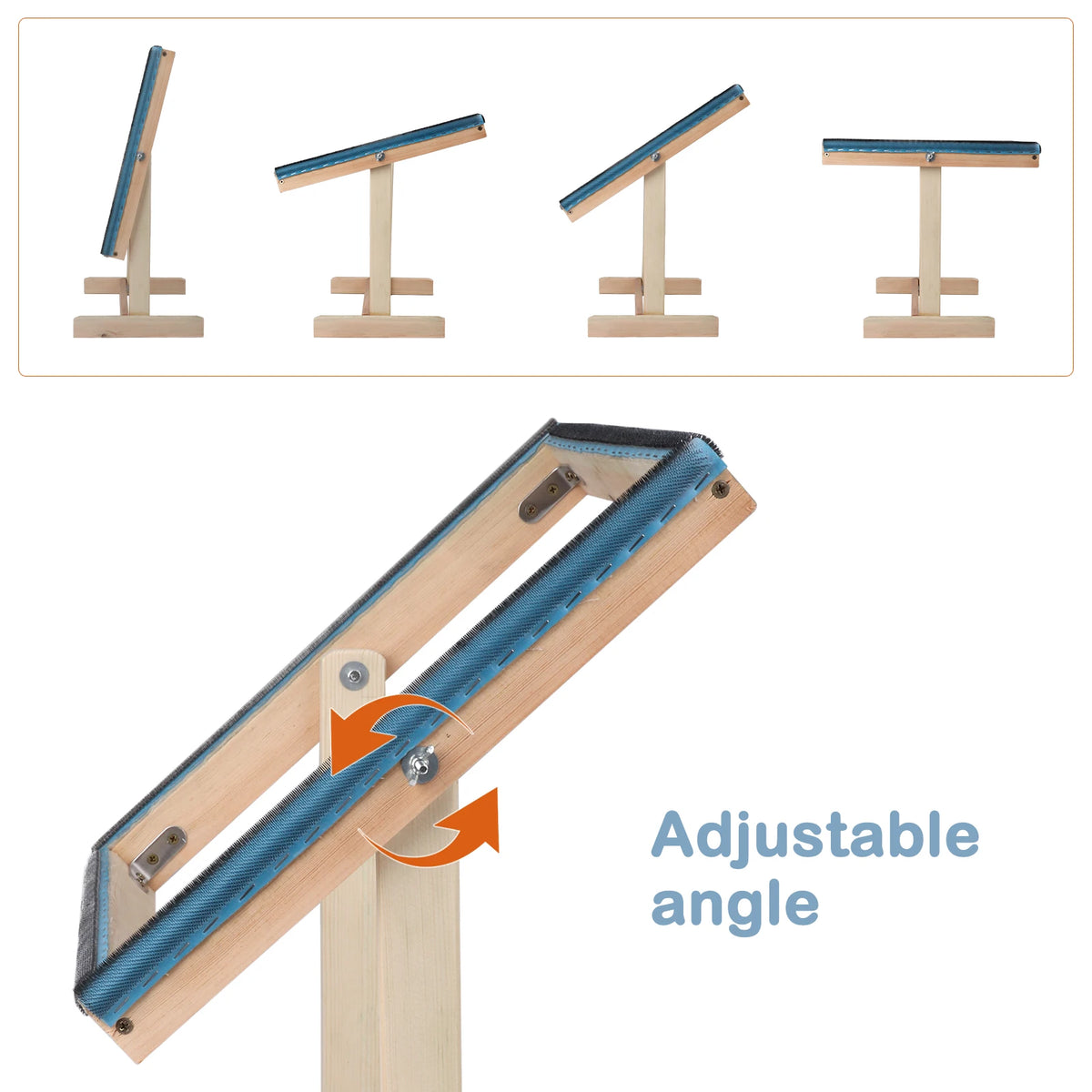 Cadre broderie bleu marine beige tissu pointillé vis clips tournevis pratique robuste 25cm 36cm