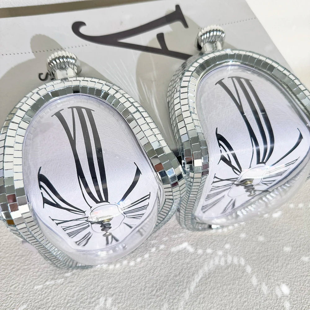 horloge argentée moderne miroir adhésif noir romains aiguille