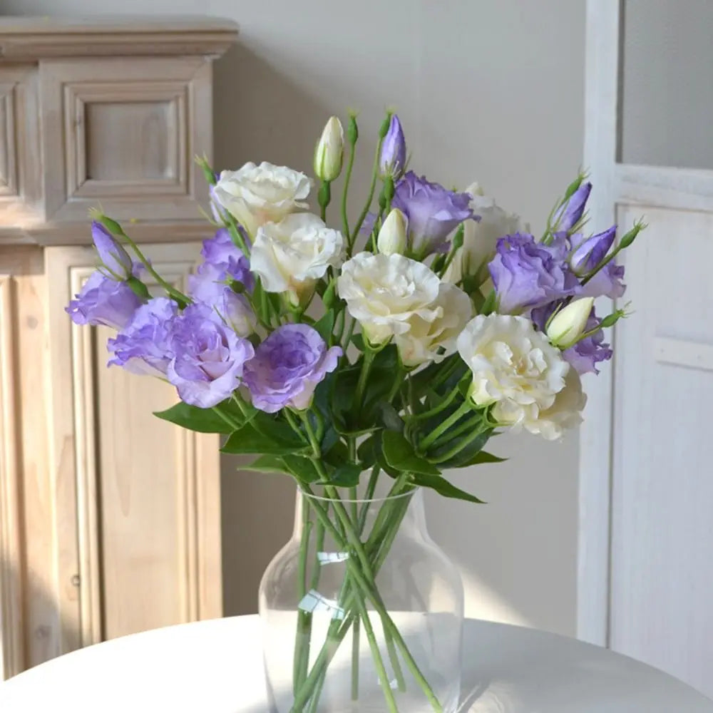 bouquet fleurs artificielles violet blanc rose orange décoration intérieure moderne minimaliste