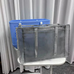 sac plage réutilisable polyester transparent compartiments utilitaire bleu clair gris minimaliste organiser affaires