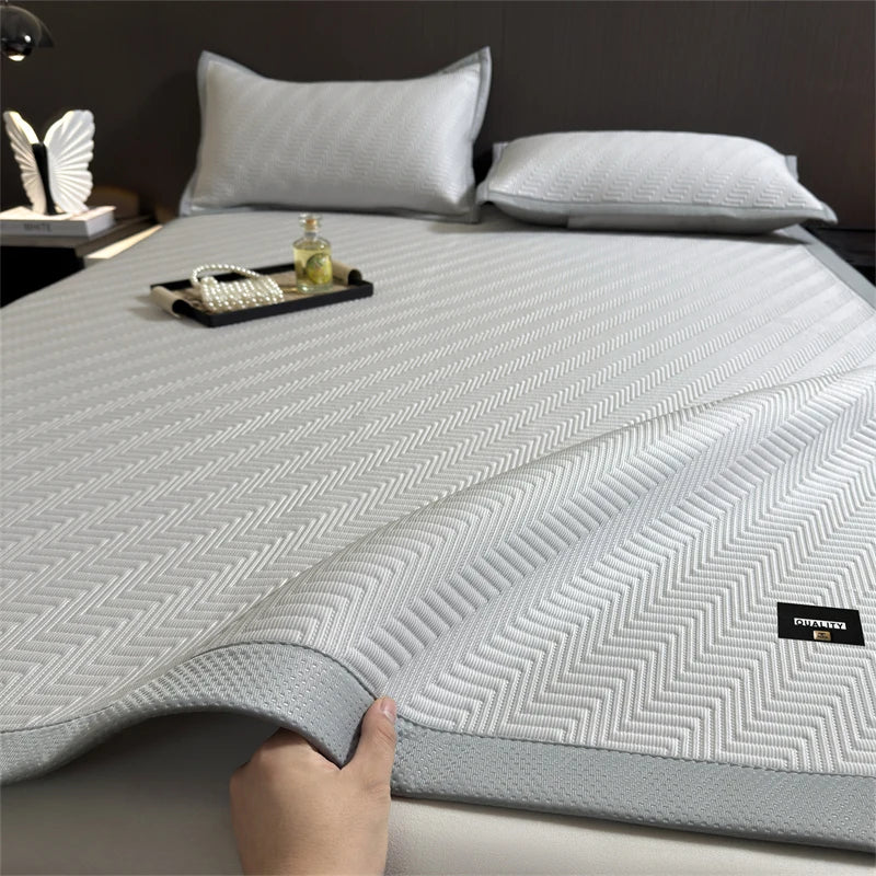 matelas rafraîchissant bleu rayures diagonales tissu pe anti bactéries air perméable lit simple double