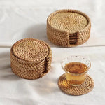 coasters tissés raphia naturel rustique ensemble six accessoires cuisine thé