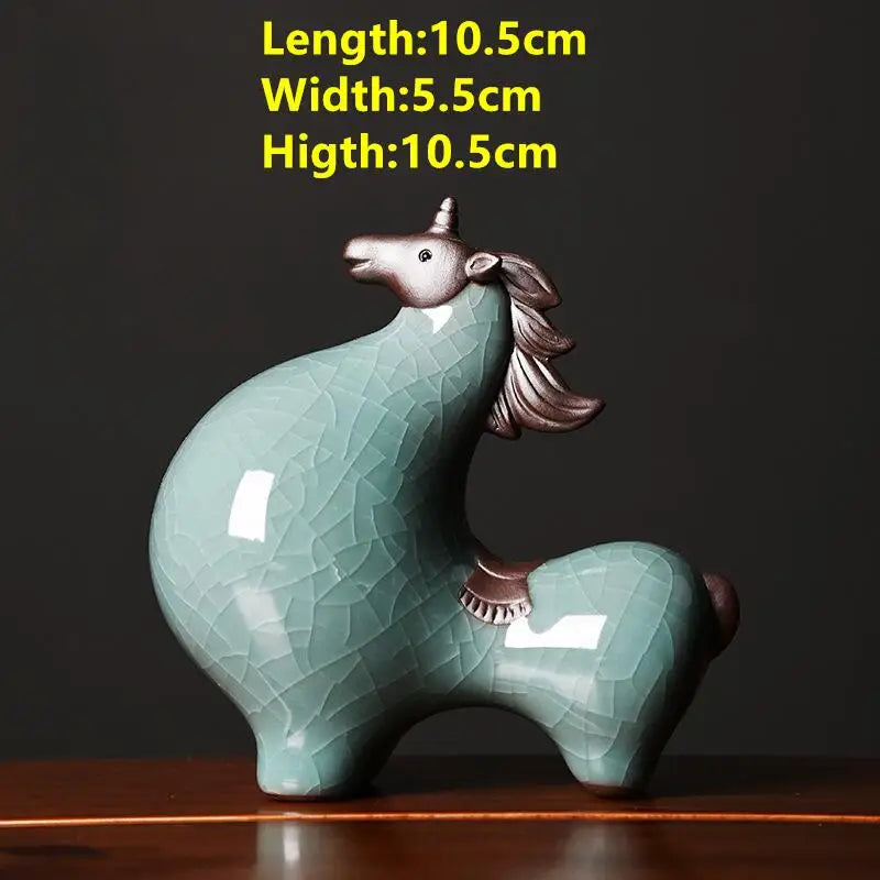 décoration céramique chevaux figurines couleur vert rouge gris minimaliste asiatique nouveau classique post moderne