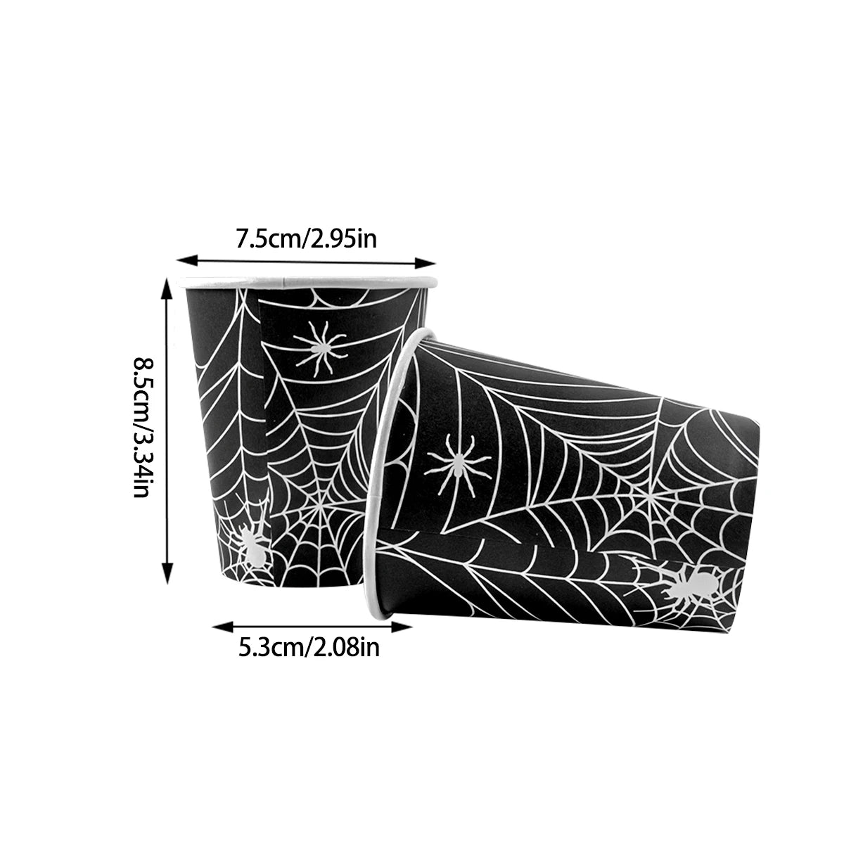 assiettes halloween araignées verres serviettes table noire blanc points brillants toile festive octobre