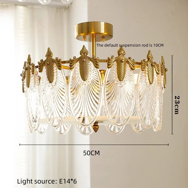 lustre verre led doré feuilles strass baroque éclairage chambre salon haute qualité facile