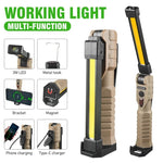 lampe travail multifonction rechargeable aimant puissant led texturée rainures beige noir 15w 800lm robuste