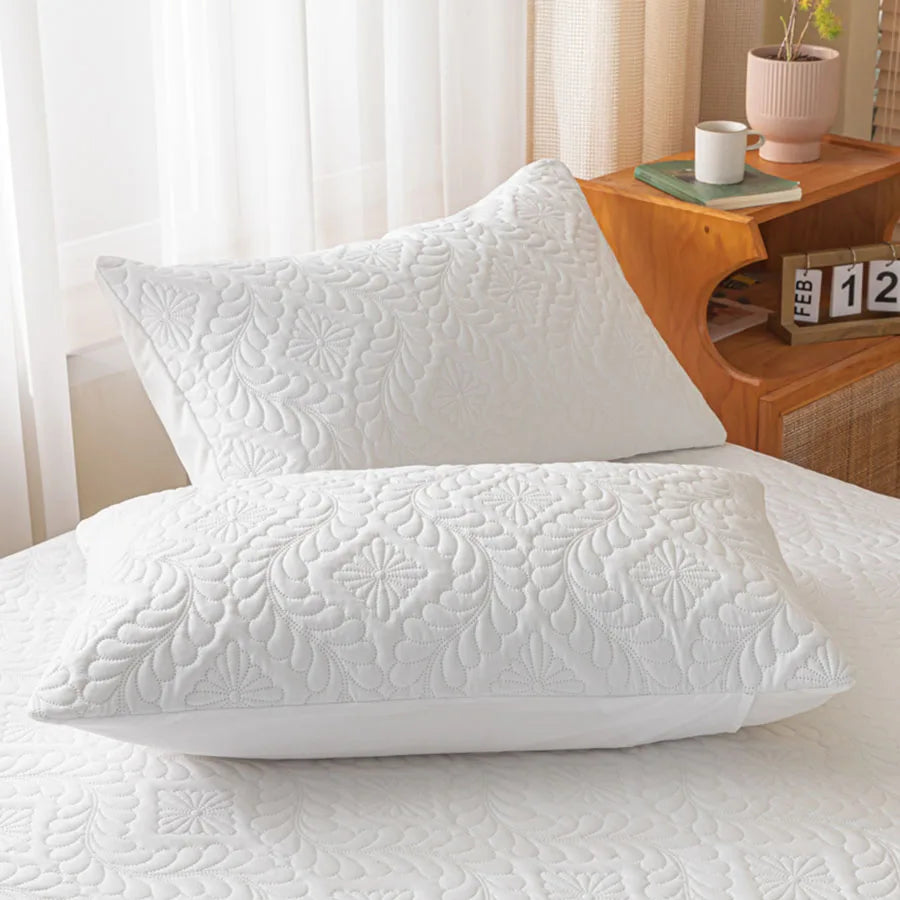 taies d'oreiller quiltées imperméables polyester blanc gris rose clair vert moderne 48x74cm