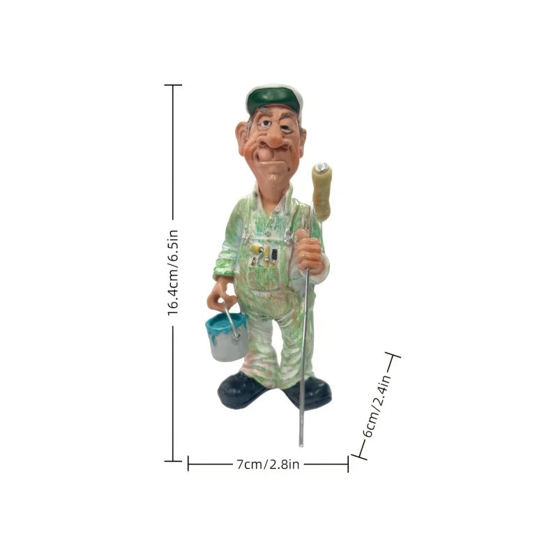 figurine peintre cartoon vert beige peinture rouleau seau décor extérieur intérieur taches rayures