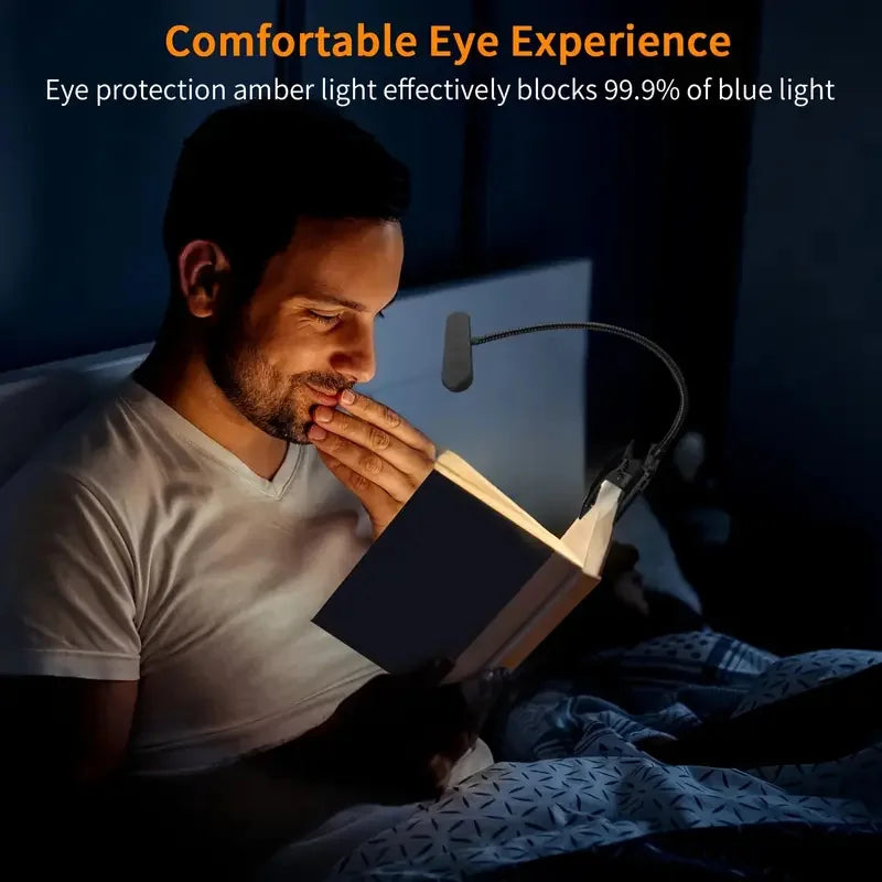 lampe lecture rechargeable led noir blanc intensité variable étude soin yeux moderne minimaliste clip