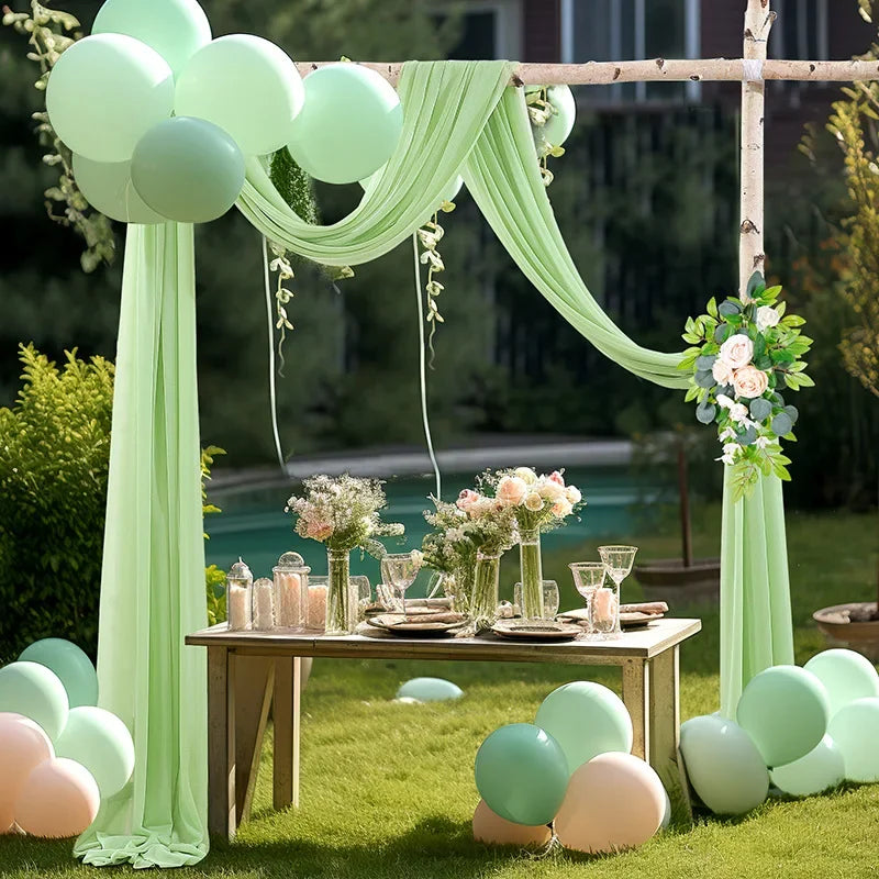 arche mariage drapée soie fleurs artificielles clips romantique decoration reception 75x600cm