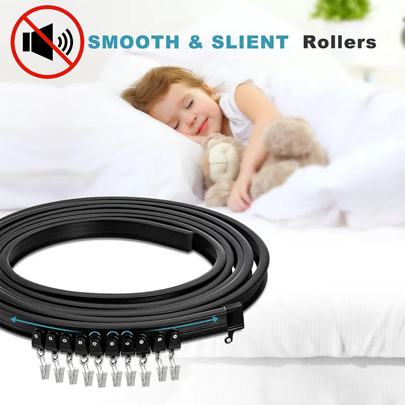 rideau fenêtre moderne noir clips acier inoxydable plaque métallique rallonges suspension vis boulons pvc