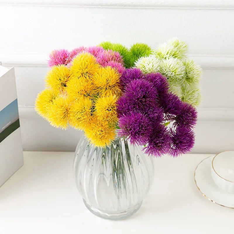 bouquet fleurs artificielles violet jaune vert modernes mariage anniversaire intérieur exposé minimaliste