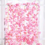 guirlande fleurs artificielles rose clair modernes intérieur mariage anniversaire baby shower clips fixations 180cm