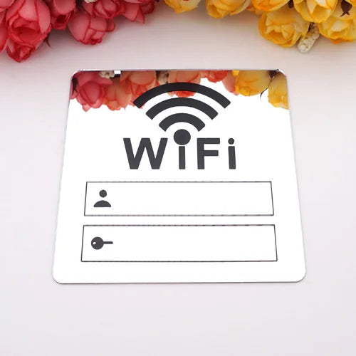 panneau informatif moderne adhésif or noir wifi non fumant toilette 10cm