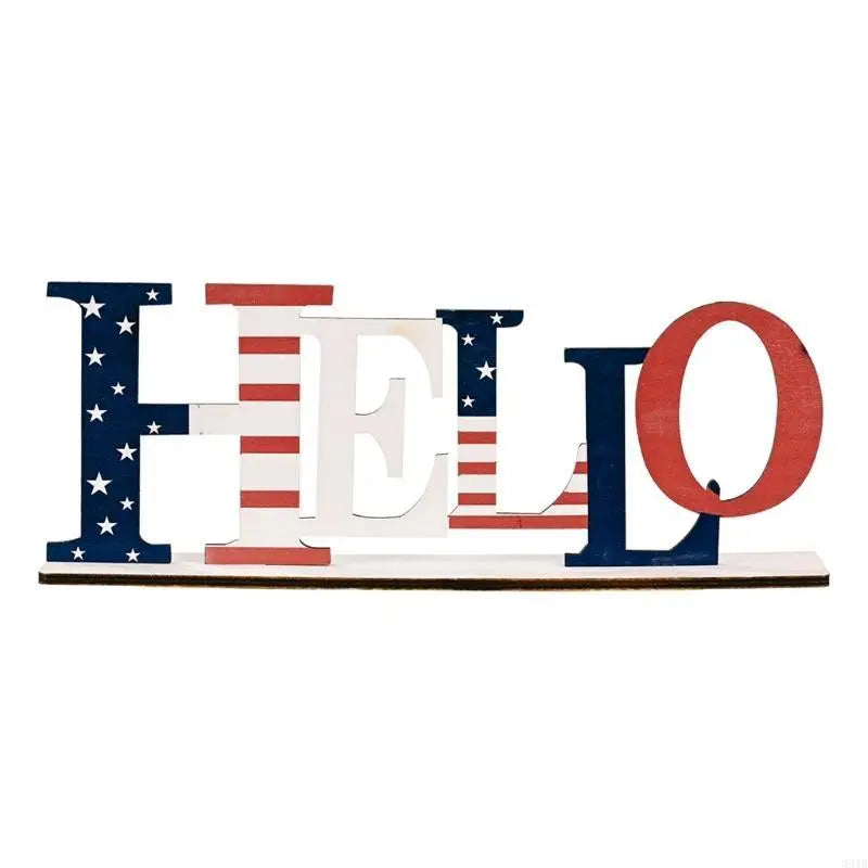 lettres decoratives bois hello alphabet decoration salon moderne classique motifs patriotiques rouge blanc bleu