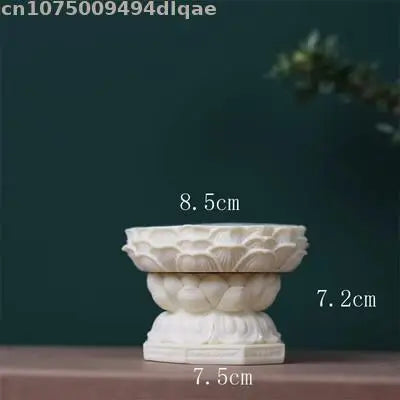 statuette artisanale bois blanc or fleurs lotus motifs floraux classique stand display craftsDecorationHomeAssement