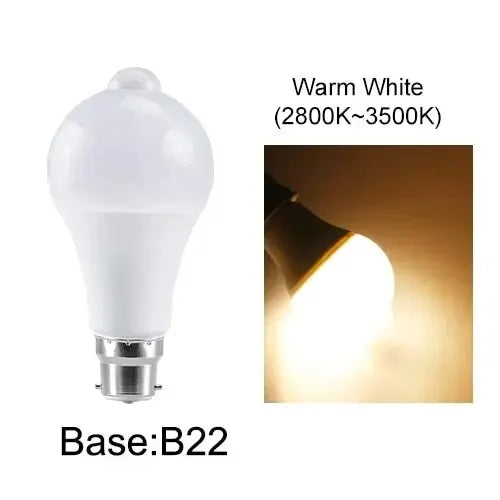 ampoule led e27 b22 détecteur mouvement blanc mat moderne sécurité garage salon