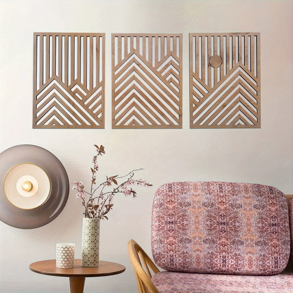panneaux decoratifs bois abstraits montagnes arbres moderne minimaliste nature facile chambre salon