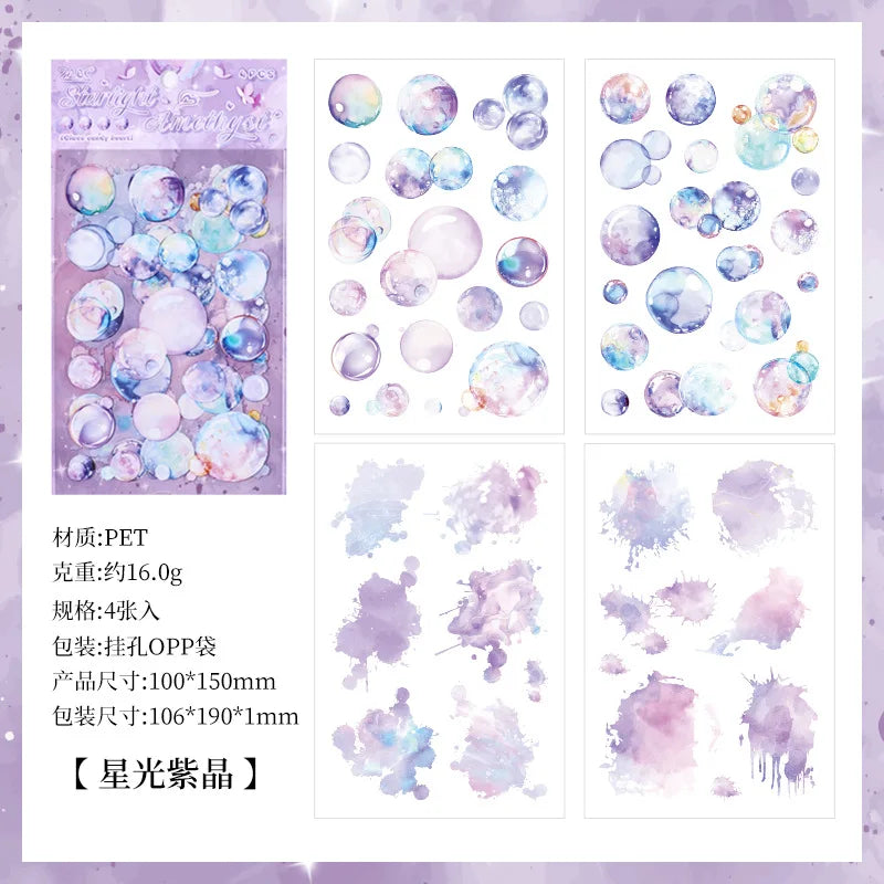 sticker bulle marbré moderne vert bleu rose orange jaune blanc décoratif adhésif transparent portables