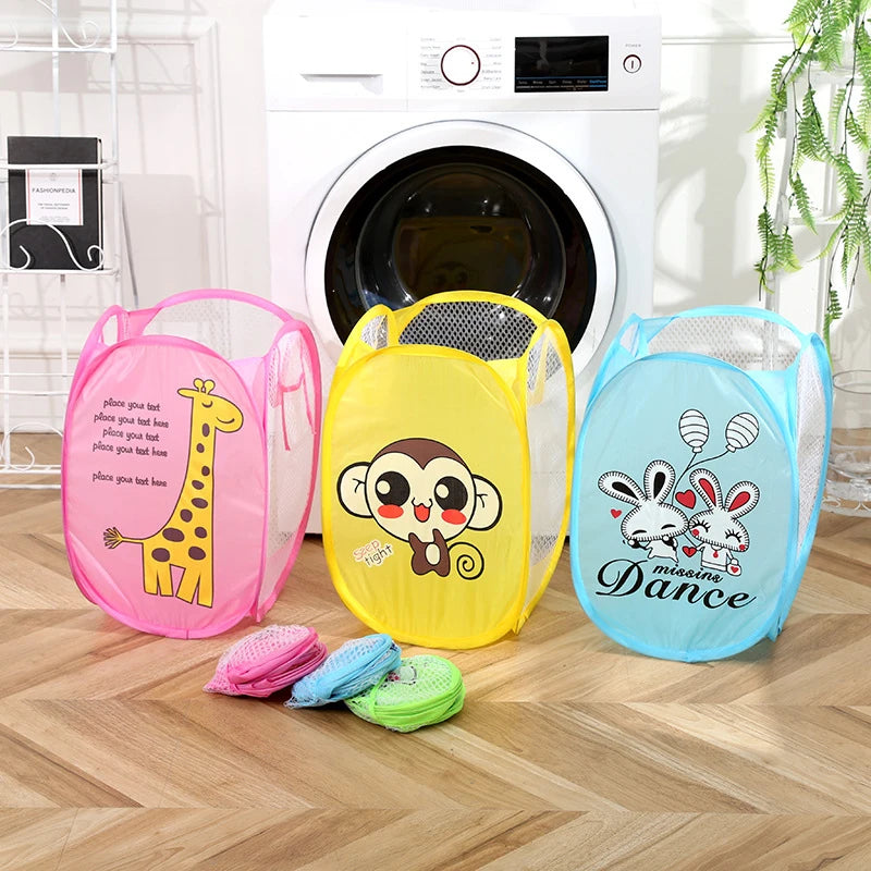panier linge pliable motifs animaux bleu rose jaune pop up enfantin durable polyestère