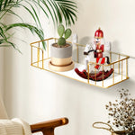 étagère murale adhésive or marbre moderne panneau verre métal cosmétique minimaliste